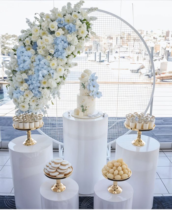 celestial blue white wedding set