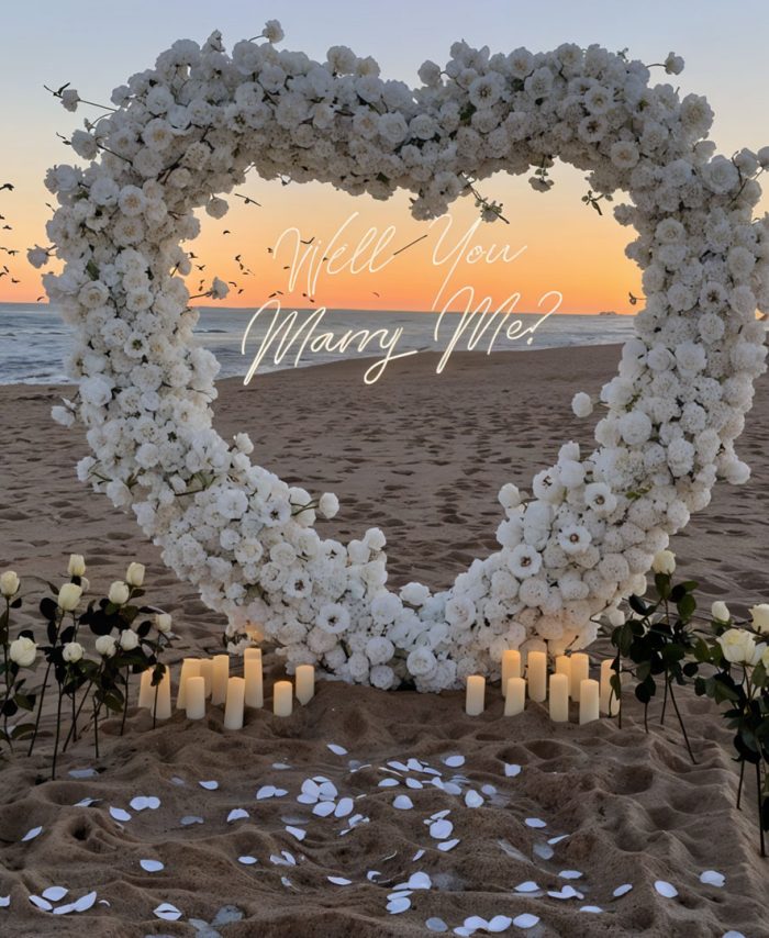 pure white beach proposal set