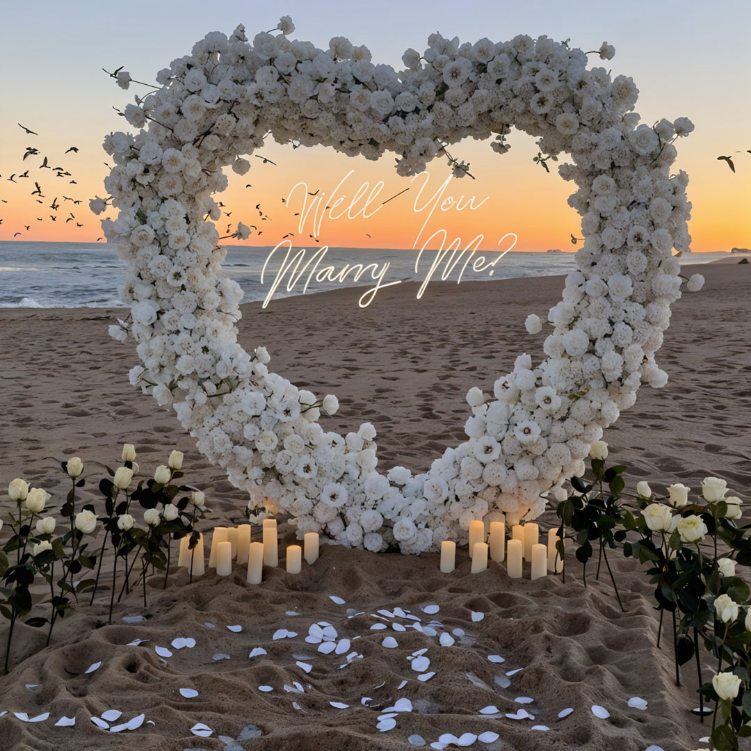 pure white beach proposal set